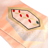WHOLE BOLT OF OBI SILK, Silver Hexagons, Flowers with Peach, Stiff Ornate Heavy Thick Silk from Japan, 5 Yards #534