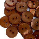 Brown River Shell 5/8" 2-Hole Button, Slightly Coppery, Pack of 8  #SK-1769-BR