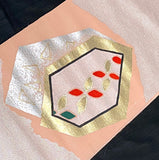 WHOLE BOLT OF OBI SILK, Silver Hexagons, Flowers with Peach, Stiff Ornate Heavy Thick Silk from Japan, 5 Yards #534