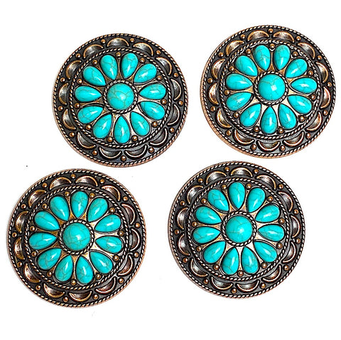 Concho floral de 2-1/4 po., plaqué nickel antique Concho floral de 2-1/4 po., plaqué nickel antique