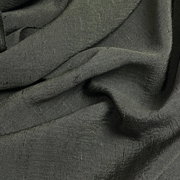 Liquid Drape Subtle Crinkle Vintage Kimono Silk from Japan, Olive Gray, By the Yard #535
