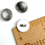 Re-Stocked, Smaller Size Silver Ten Hearts Metal Button 1/2" Shank Back, Pack of THREE # SWC-13-3