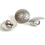 Re-Stocked, Smaller Size Silver Ten Hearts Metal Button 1/2" Shank Back, Pack of THREE # SWC-13-3