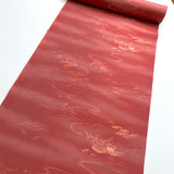 Dusty Red / Brick Red Landscape, Vintage Kimono Silk Crepe from Japan, Bokashi? By the Yard #536