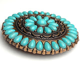 Re-Stocked, Extra Large, Forty-One Turquoise Flower Antique Copper Concho 3" Screw Back  #SWH-137