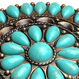 Re-Stocked, Extra Large, Forty-One Turquoise Flower Antique Copper Concho 3" Screw Back  #SWH-137