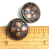 Re-Stocked Copper Desert Rose Flower Shank Back Button 5/8"  #SWC-6