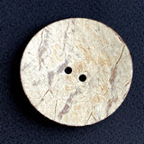 Flax Extra Large Coconut Scooped 2-hole, "Rustica" 2-1/4"