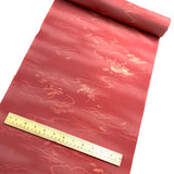 Dusty Red / Brick Red Landscape, Vintage Kimono Silk Crepe from Japan, Bokashi? By the Yard #536