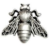 Bee Button, 13/16" Silver Metal Shank Back  #SWC-169