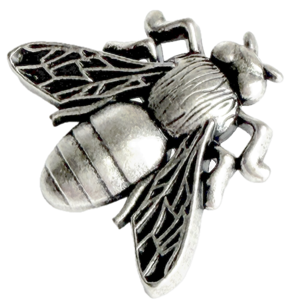 Bee Button, 13/16" Silver Metal Shank Back  #SWC-169