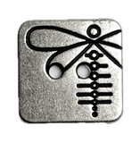 Dragonfly Silver/Black Metal Square 2 hole button, 5/8" Pack of TWO, #SWC-170-2