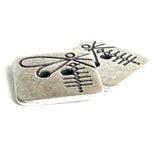 Dragonfly Silver/Black Metal Square 2 hole button, 5/8" Pack of TWO, #SWC-170-2