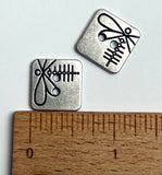Dragonfly Silver/Black Metal Square 2 hole button, 5/8" Pack of TWO, #SWC-170-2