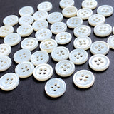 White Shell 4-Hole 7/16"- 1/2" Small Rimmed 11mm Button, Pack of 40/45  # LP-74