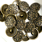 Brass Berries with Black 13/16" Metal Button, 20mm / Shank Back  Pack of TWO #SWC-171-2