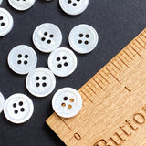 White Shell 4-Hole 7/16"- 1/2" Small Rimmed 11mm Button, Pack of 40/45  # LP-74