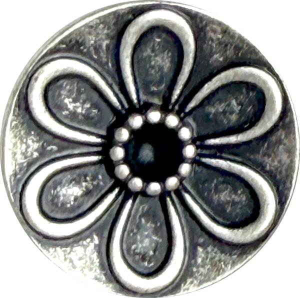 Silver Dahlia Flower 5/8" Metal Button, 15mm / Shank Back Pack of TWO #SWC-172-2