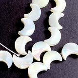 Re-Stocked, Pearl Moon Shell Beads, 1/2" White Iridescent 12mm, Strand of 34 beads # LP-75
