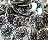 Silver Dahlia Flower 5/8" Metal Button, 15mm / Shank Back Pack of TWO #SWC-172-2
