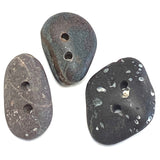 Set of Three Dark Gray-Black Beach Stone Buttons, 3/4" - 7/8" # BCH-44