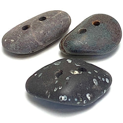 Set of Three Dark Gray-Black Beach Stone Buttons, 3/4" - 7/8" # BCH-44