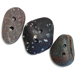 Set of Three Dark Gray-Black Beach Stone Buttons, 3/4" - 7/8" # BCH-44