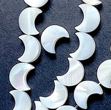 Re-Stocked, Pearl Moon Shell Beads, 1/2" White Iridescent 12mm, Strand of 34 beads # LP-75