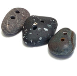 Set of Three Dark Gray-Black Beach Stone Buttons, 3/4" - 7/8" # BCH-44