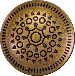 Brass/Black Mandala Button 15/16" Metal Button, 23mm / Shank Back Pack of TWO #SWC-173-2
