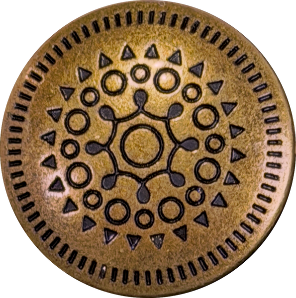 Brass/Black Mandala Button 15/16" Metal Button, 23mm / Shank Back Pack of TWO #SWC-173-2