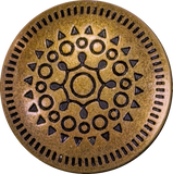 Brass/Black Mandala Button 15/16" Metal Button, 23mm / Shank Back Pack of TWO #SWC-173-2