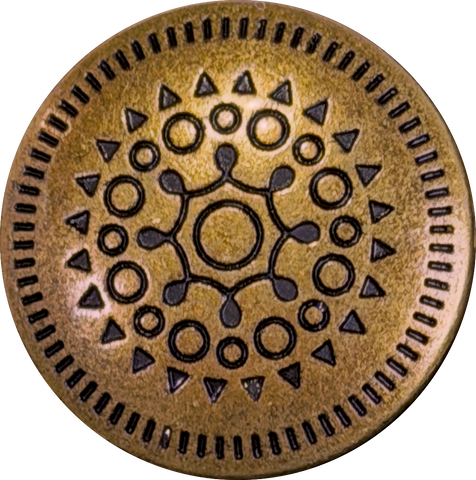 Brass/Black Mandala Button 15/16" Metal Button, 23mm / Shank Back Pack of TWO #SWC-173-2