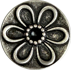 Silver Dahlia Flower 5/8" Metal Button, 15mm / Shank Back Pack of TWO #SWC-172-2