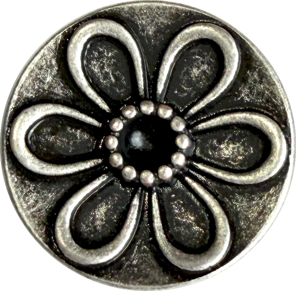 Silver Dahlia Flower 5/8" Metal Button, 15mm / Shank Back Pack of TWO #SWC-172-2
