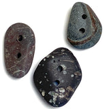 Set of Three Dark Gray-Black Beach Stone Buttons, 3/4" - 7/8" # BCH-44