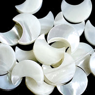 White Moon Beads, Real MOP Shell 1/2" Iridescent Pearl 12mm, Strand of 34 beads # LP-75