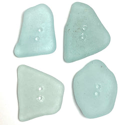 Set of Four Light Turquoise Genuine Sea Glass Buttons 7/8 -1" # BCH-101