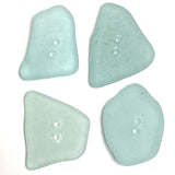 Set of Four Light Turquoise Genuine Sea Glass Buttons 7/8 -1" # BCH-101