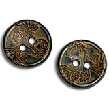 Re-Stocked Tropical Botanical Brown Metal 11/16" 2-Hole Button #SWC-131