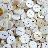 3/8" White Shell Buttons, Some with Butterscotch Backs, 9mm, Pack of 75   # LP-68/75
