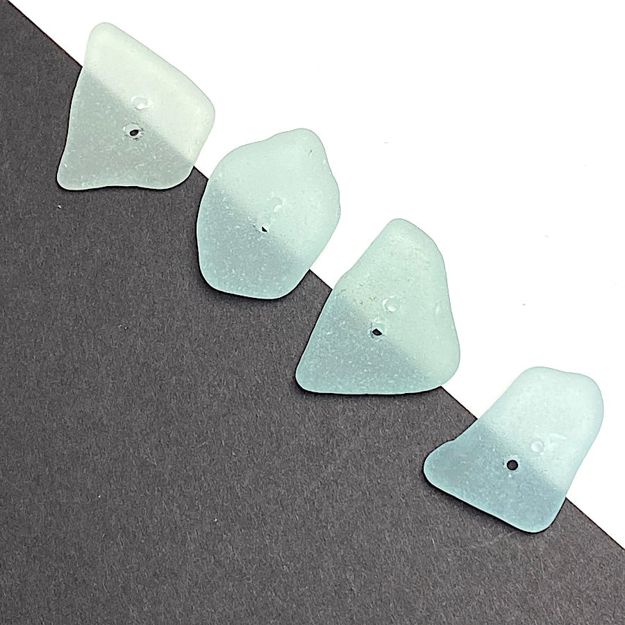Set of Four Light Turquoise Genuine Sea Glass Buttons 7/8 -1