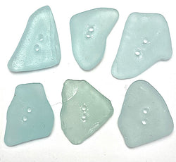 Set of Six Light Turquoise Genuine Sea Glass Buttons 7/8  # BCH-102