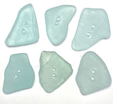 Set of Six Light Turquoise Genuine Sea Glass Buttons 7/8  # BCH-102