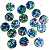 Re-Stocked, Blue Psychedelic Abstract Shell, 9/16" Colorful 14mm 2-Hole Button, Pack of 20 # LP-76
