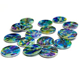 Re-Stocked, Blue Psychedelic Abstract Shell, 9/16" Colorful 14mm 2-Hole Button, Pack of 20 # LP-76