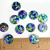Re-Stocked, Blue Psychedelic Abstract Shell, 9/16" Colorful 14mm 2-Hole Button, Pack of 20 # LP-76
