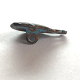 LAST ONES, Hot Air Balloon Dark Brass/Blue Patina Button - 3/4" Metal. #SWC-73