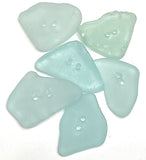 Set of Six Light Turquoise Genuine Sea Glass Buttons 7/8  # BCH-102