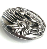 Begonia Flower 1" Silver Metal Button, 25mm / Shank Back Pack of TWO #SWC-174-2